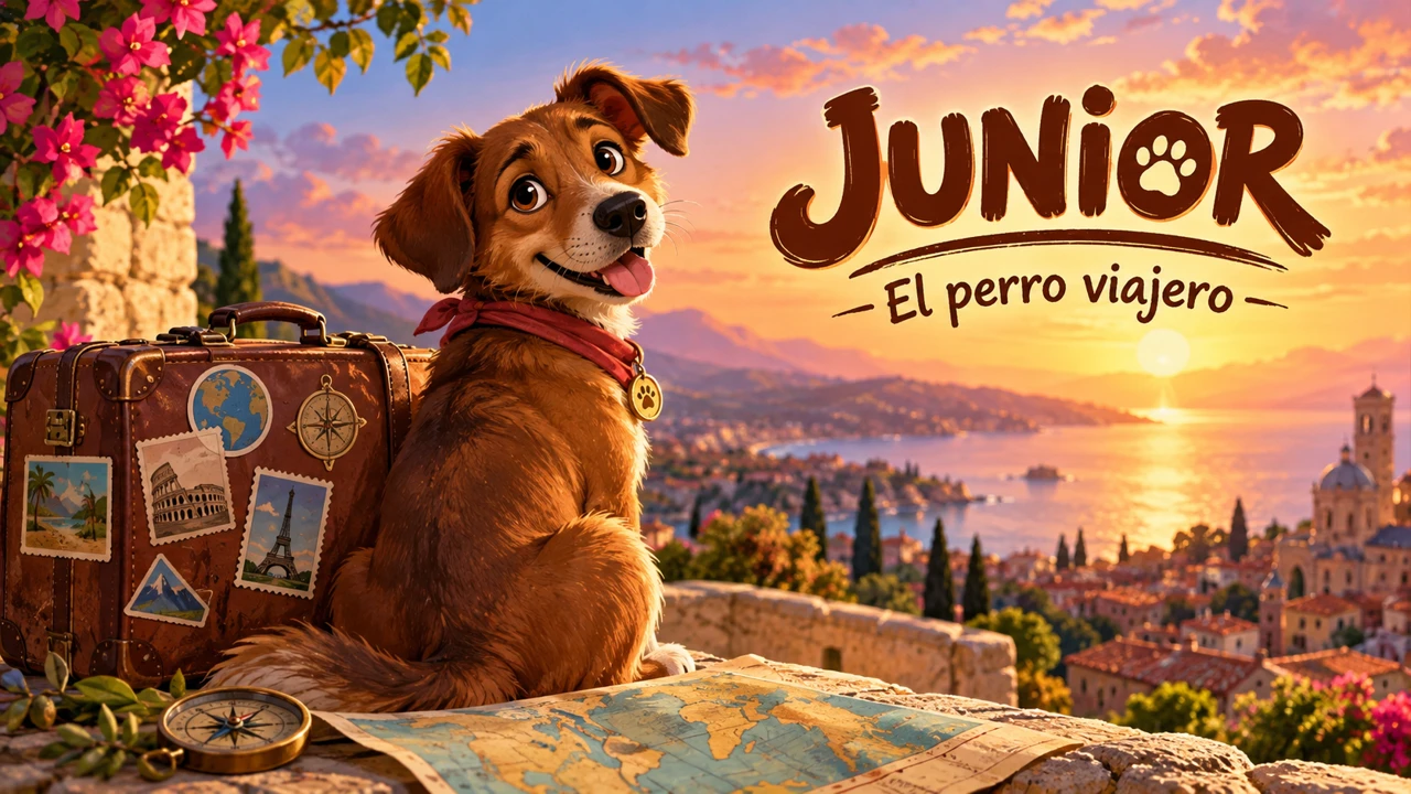 Ilustración promocional de Junior, el perro viajero
